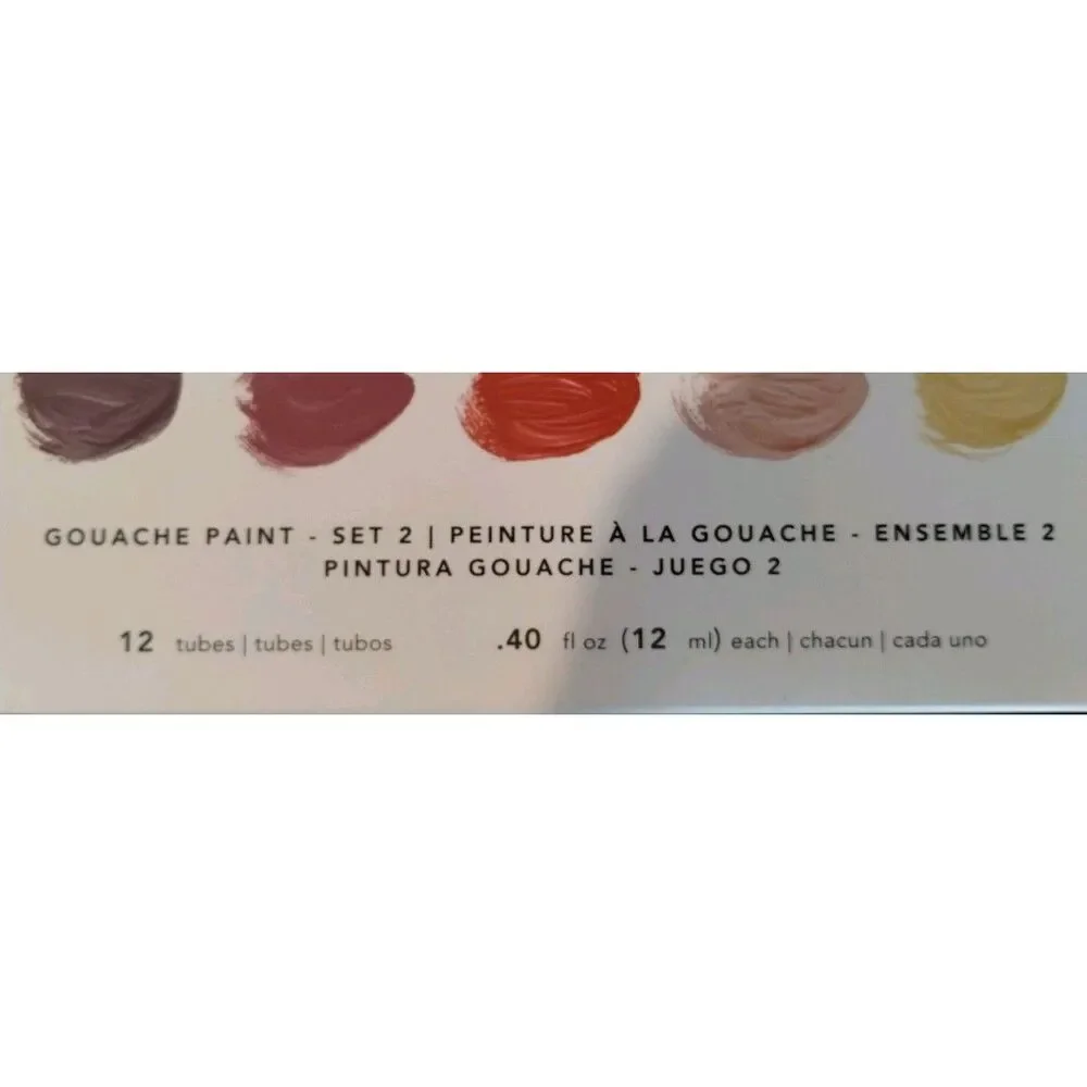 Gouache Paint Set #2, American Crafts Paper Fashion, 12 Tubes 12 ml each - NEW